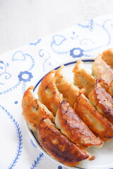 外がパリパリ、中がジューシーな焼きギョウザ	
