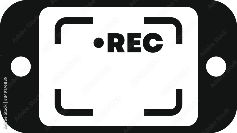 Poster black silhouette of a smartphone recording a video with the rec symbol displayed
