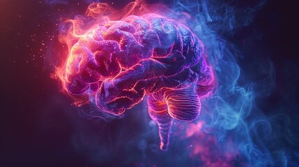 Brain in Smoke - Abstract Concept.
