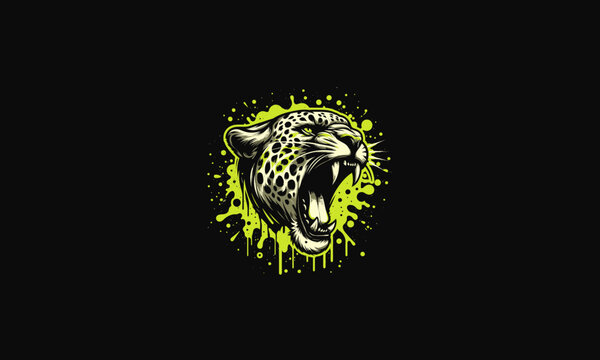 head cheetah angry with lime vector design