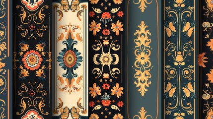 Seamless pattern of flat decorative borders and frames for a classic and elegant background.