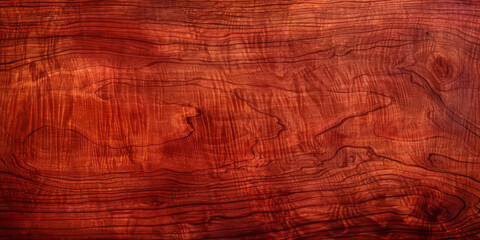 Fototapeta premium Polished cherry wood background with rich reddish-brown tones and smooth finish: Perfect for traditional or luxury designs, the reddish-brown tones and smooth finish of cherry wood provide elegance