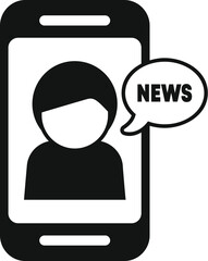 Icon of a journalist reporting breaking news using a mobile phone