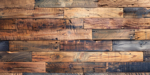Rustic reclaimed wood background with natural textures and varied shades: Eclectic and textured, perfect for rustic or eco-friendly designs, the reclaimed wood with natural textures creates a unique