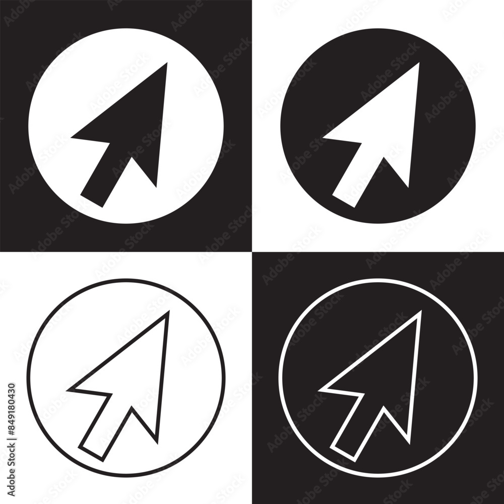Fototapete cursor icon set. mouse click arrow vector symbol. computer pointer sign in black filled and outlined