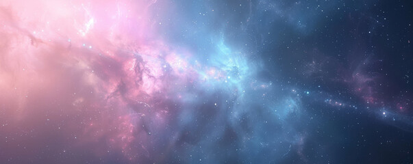 Serene space background with light blue and pink nebulae, gentle star clusters, and a tranquil atmosphere.