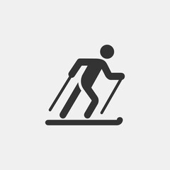 Cross country skiing vector icon design on white background. Simple flat style vector. Recreation, sport concept