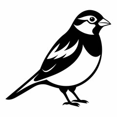 Solid black outline Chipping Sparrow animal vector  svg