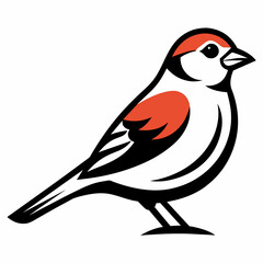Solid black outline Chipping Sparrow animal vector  svg