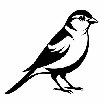 recommend clip art: Solid black outline Chipping Sparrow animal vector  svg
