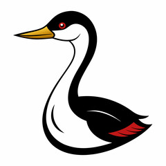 Solid black outline Clark’s Grebe animal vector svg 