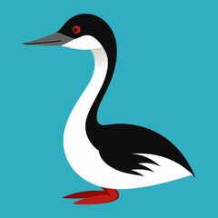 Solid black outline Clark’s Grebe animal vector svg 