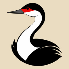 Solid black outline Clark’s Grebe animal vector svg 