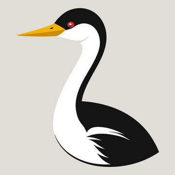 recommend clip art: Solid black outline Clark’s Grebe animal vector svg 