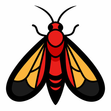 red moth with yellow wings clip art preview