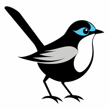 recommend clip art: Solid black outline Fairy-Wren animal vector 