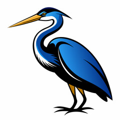 Solid black outline Great Blue Heron animal vector svg
