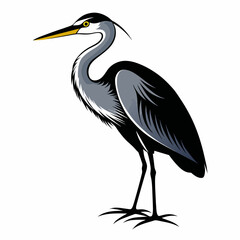 Obraz premium Solid black outline Great Blue Heron animal vector svg