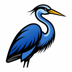 Solid black outline Great Blue Heron animal vector svg