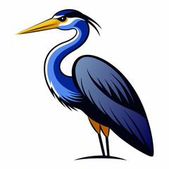 Solid black outline Great Blue Heron animal vector svg