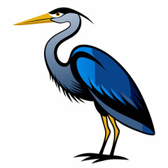 Solid black outline Great Blue Heron animal vector svg