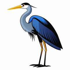 Solid black outline Great Blue Heron animal vector svg