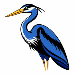 Fototapeta premium Solid black outline Great Blue Heron animal vector svg