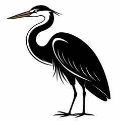 Solid black outline Great Blue Heron animal vector svg