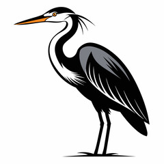 Obraz premium Solid black outline Great Blue Heron animal vector svg