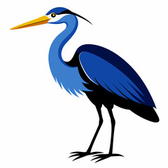 Solid black outline Great Blue Heron animal vector svg
