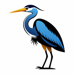 Solid black outline Great Blue Heron animal vector svg