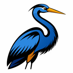 Solid black outline Great Blue Heron animal vector svg