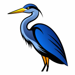 Fototapeta premium Solid black outline Great Blue Heron animal vector svg