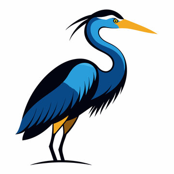 recommend clip art: Solid black outline Great Blue Heron animal vector svg