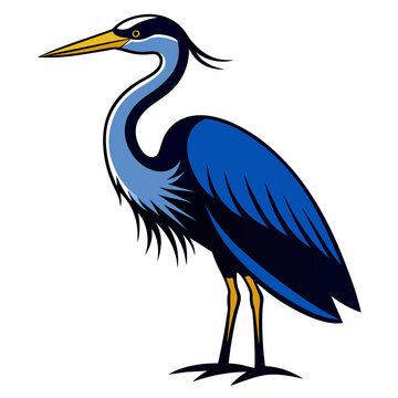 recommend clip art: Solid black outline Great Blue Heron animal vector svg