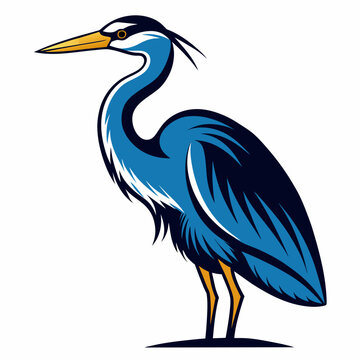 recommend clip art: Solid black outline Great Blue Heron animal vector svg