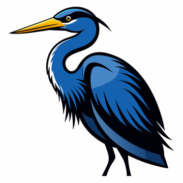 recommend clip art: Solid black outline Great Blue Heron animal vector svg