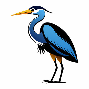recommend clip art: Solid black outline Great Blue Heron animal vector svg