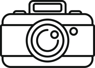 Simple line drawing of a retro camera, perfect for designs related to photography, vintage cameras, and capturing memories