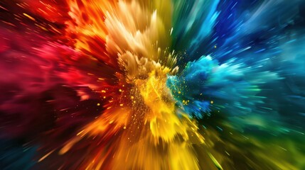 Dynamic and vibrant explosion of colors, creating an abstract art piece that showcases energy, movement, and creativity.