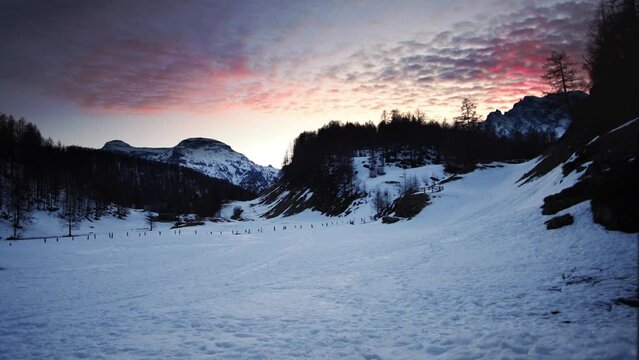  Spectacular sunset in Crampiolo on Alpe Devero, Italy.