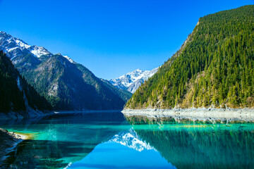 Jiuzhaigou, Aba, Sichuan Province - lakes and mountains under the blue sky