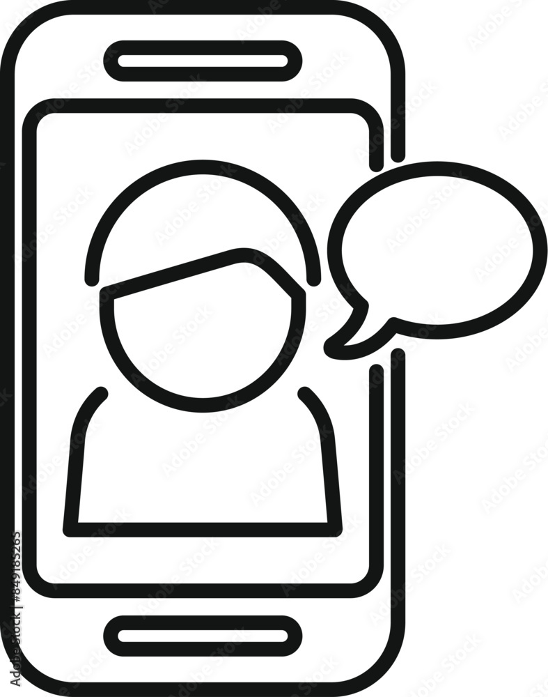Poster icon of a person using a smartphone to chat on a mobile app