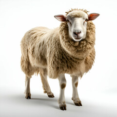 Fototapeta premium Sheep isolated on white background with clipping path. Animal portrait.