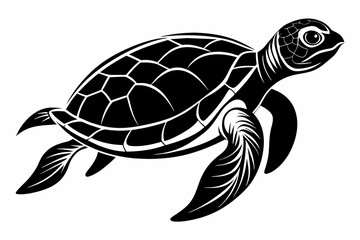 Sea Turtle Black Silhouette Vector,turtle, cartoon, animal, reptile, tortoise, illustration, vector, cute, shell, green, sea, nature, 