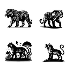 Obraz premium Tiger silhouette Vector