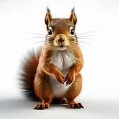 Obraz premium Squirrel isolated on white background. 3d rendering Studio shot.