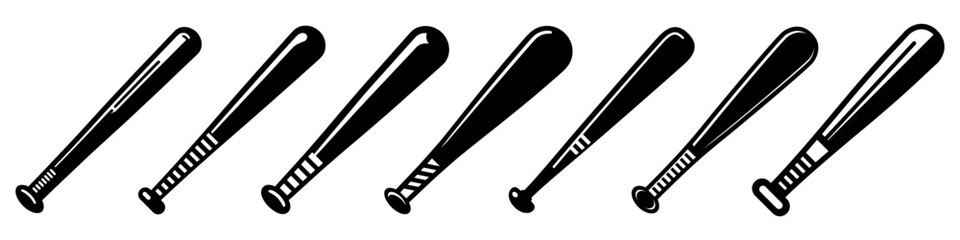Baseball bat icons set. Baseball logo icon in flat design. Vector illustration.