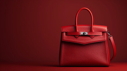 Fashion Ladies Accessories Women's Bags Red Leather Handbag Side