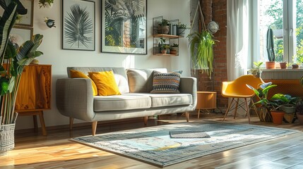 A family arranging their new home post move